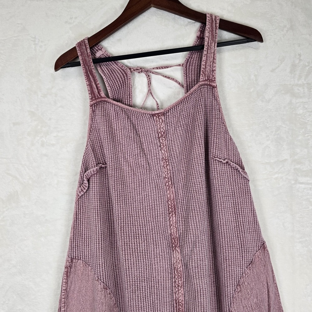 Free People Callie One-Piece Jumpsuit Wide-Leg Waffle Rose FP ONE Size Large - Picture 4 of 12
